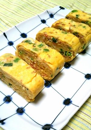 鮭フレークとネギのごま入り卵焼き-レシピのメイン写真