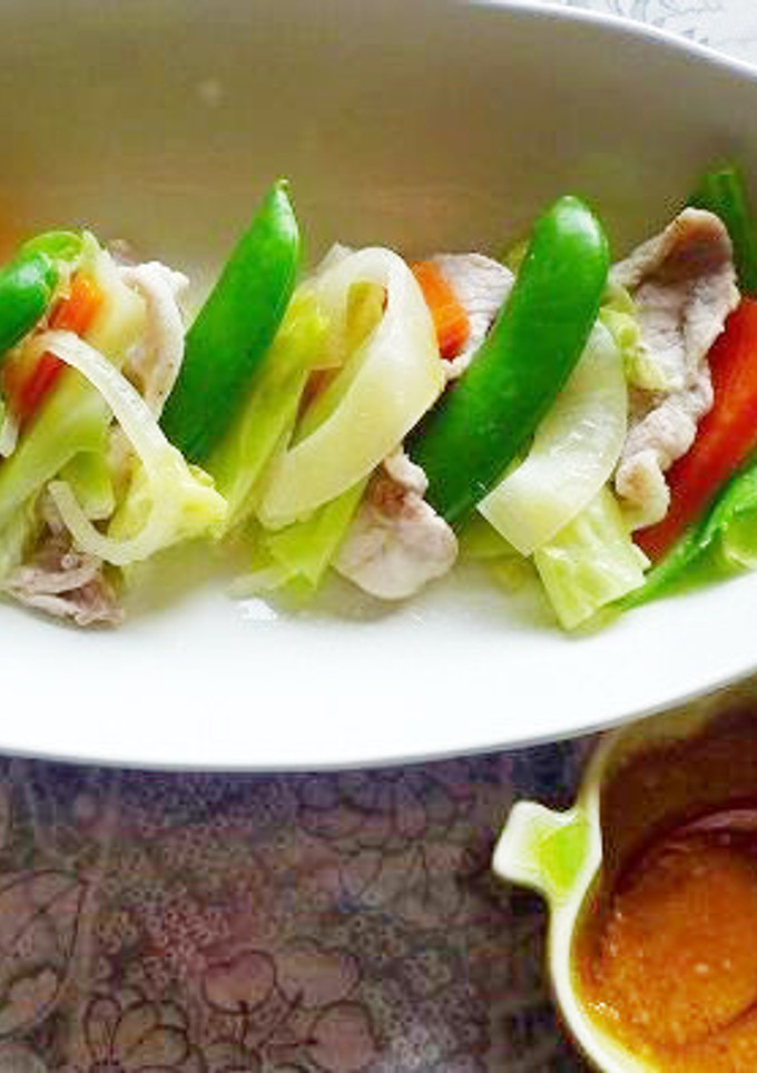 蒸し野菜と豚肉の胡麻酢ソース-レシピのメイン写真