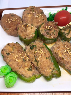 ピーマン肉詰め。ひき肉と豆腐でふんわり。-レシピのメイン写真