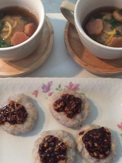 芋餅おこげ風スープと焼き餅-レシピのメイン写真