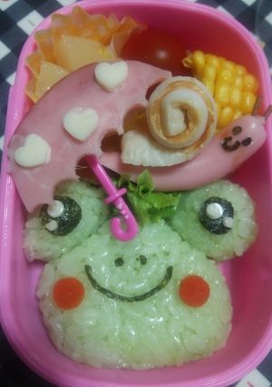 梅雨のキャラ弁 かえる かたつむり 傘-レシピのメイン写真