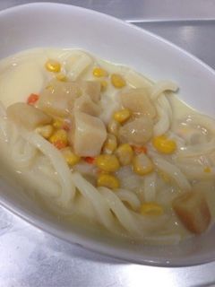 子供★コーンスープうどん★冷凍うどん-レシピのメイン写真
