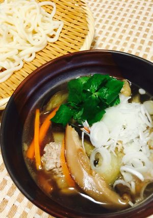 茄子と鳥挽肉のつけうどん 我が家流-レシピのメイン写真