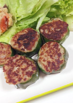 豆腐でカサ増し&ヘルシーピーマンの肉詰め-レシピのメイン写真