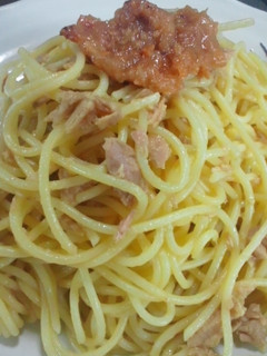 お鍋1つ和えるだけ梅ツナバター醤油パスタ-レシピのメイン写真