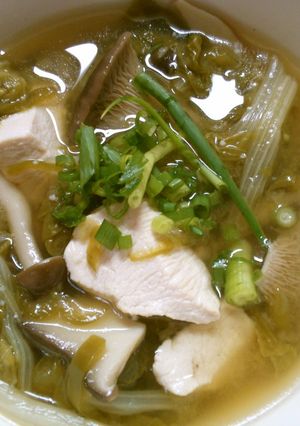 山東菜と　きのこピーマン　鶏肉の　中華煮-レシピのメイン写真