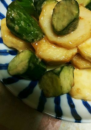 簡単♪きゅうりと長芋の山葵マヨポン炒め-レシピのメイン写真