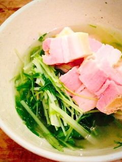 ブロックベーコンと水菜の煮浸し☆-レシピのメイン写真