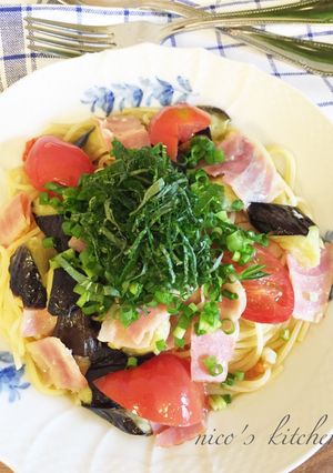 揚げナスとベーコンの和風パスタ-レシピのメイン写真