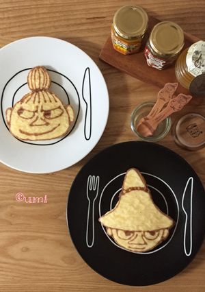 ムーミンファミリー風☆にこにこパンケーキ-レシピのメイン写真