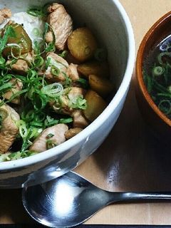 鶏肉と胡瓜の甘酢炒め丼と胡瓜と葱のスープ-レシピのメイン写真