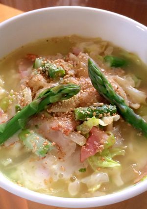 塩ラーメン☆アスパラベーコンチーズ-レシピのメイン写真