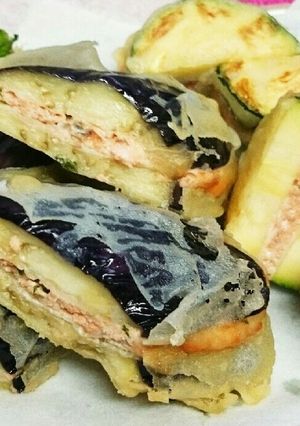 なすの鮭はさみ揚げ-レシピのメイン写真