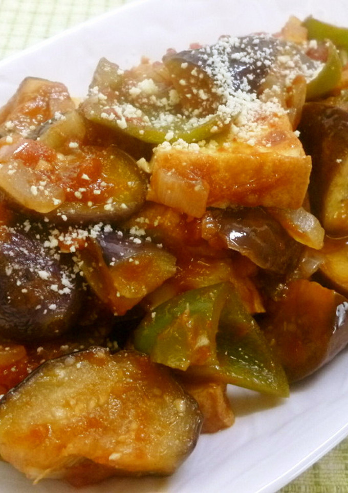 厚揚げと夏野菜のトマトガーリック煮込み♪-レシピのメイン写真