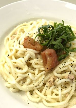 レンジで簡単！明太クリームパスタ風うどん-レシピのメイン写真