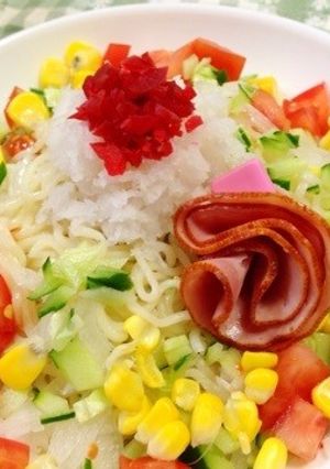 冷やし中華風☆ぶっかけ梅塩ラーメン-レシピのメイン写真
