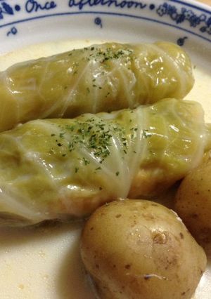 鮭のロールキャベツ 新じゃが添え-レシピのメイン写真