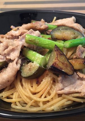 なすと豚肉とアスパラの和風パスタ♪-レシピのメイン写真