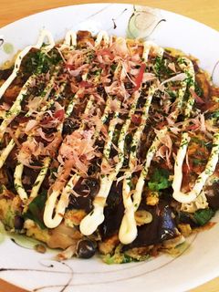 ナスとシメジのお好み焼き風 卵焼き!-レシピのメイン写真