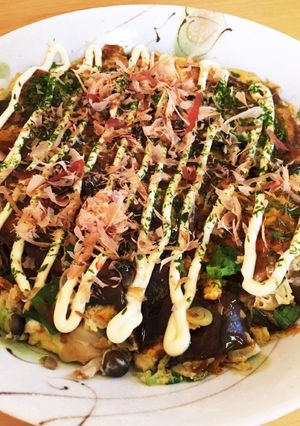 ナスとシメジのお好み焼き風 卵焼き！-レシピのメイン写真