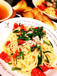 大葉香る♡トマトとツナの冷製パスタ♡-レシピのメイン写真