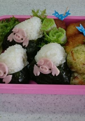 おにぎりからぶたさんキャラ弁-レシピのメイン写真