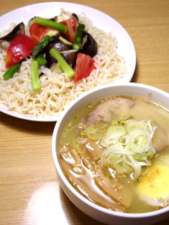 サッポロ一番で夏野菜の塩つけ麺-レシピのメイン写真
