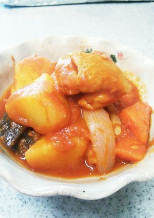 簡単！たっぷり野菜とチキンのトマト煮込み-レシピのメイン写真