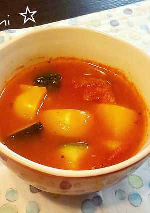 カラフル夏野菜のトマト煮込みスープ-レシピのメイン写真
