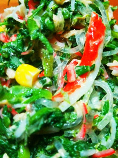 ♥プチプチ海藻麺と春菊の和え物♥-レシピのメイン写真