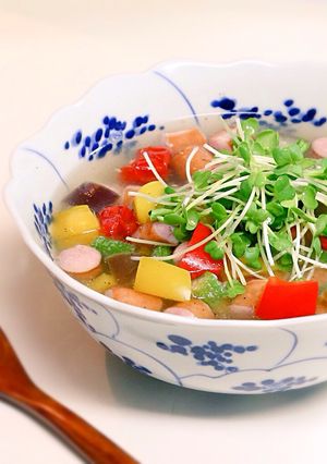 塩糀でカラフルスープ☆夏野菜を食す！-レシピのメイン写真