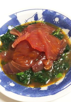 モロヘイヤとマグロ漬け-レシピのメイン写真