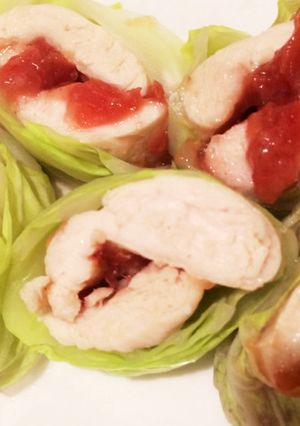 さっぱりレンジdeささみ梅ロールキャベツ-レシピのメイン写真