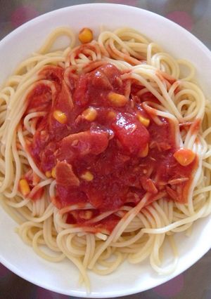 トマトの冷製パスタツナコーン入り-レシピのメイン写真