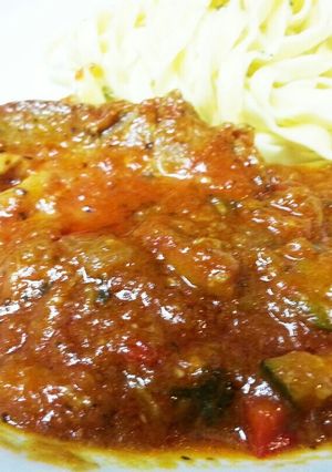 豚ロース肉のトマト煮込み～パスタ添え-レシピのメイン写真