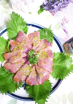 カツオのカルパッチョ～バジルソースで☆-レシピのメイン写真