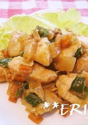 鶏むね肉と玉ねぎピーマンのカレー炒め♪♪-レシピのメイン写真