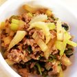豚ひき肉とセロリの甘辛炒め