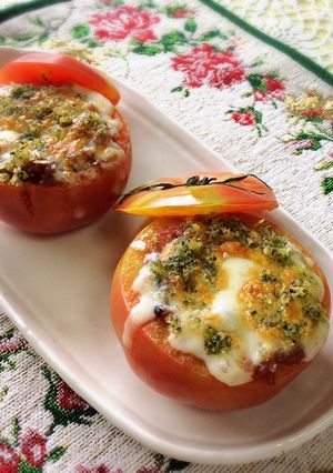 海の幸リゾット詰め焼きトマト-レシピのメイン写真