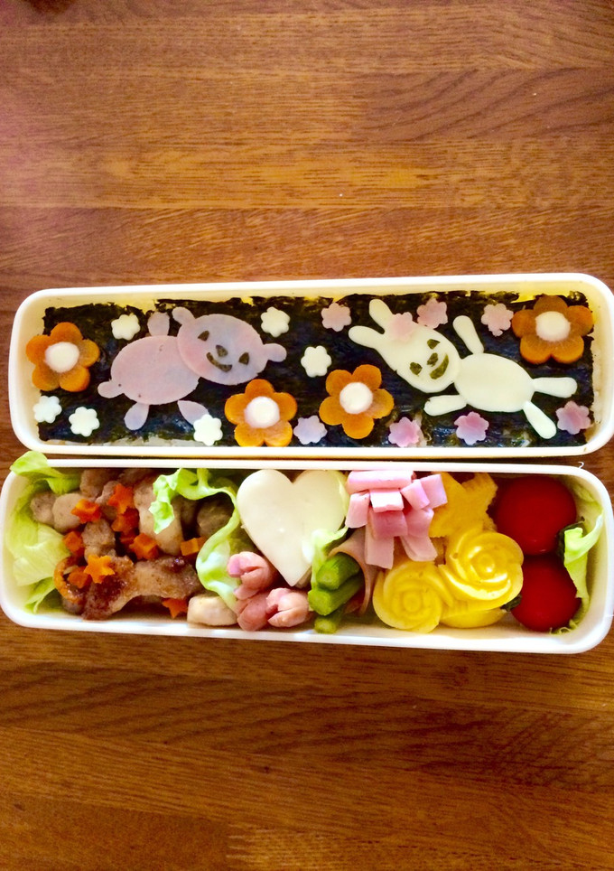 簡単キャラ弁☆ウサギとクマのノリ弁☆-レシピのメイン写真