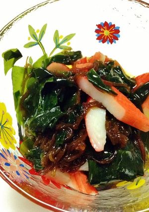 もずく＆ワカメ＆かにかま　サッパリ酢-レシピのメイン写真