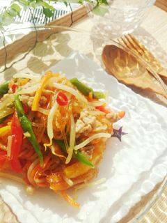 節約レシピ✾もやしと豚挽肉のチャプチェ-レシピのメイン写真