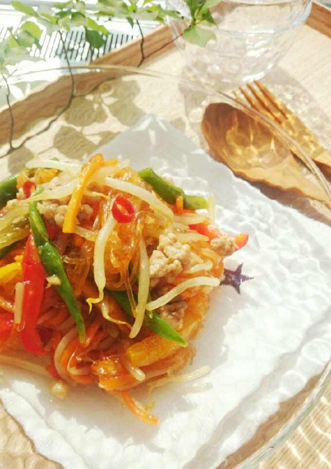 節約レシピ✾もやしと豚挽肉のチャプチェ-レシピのメイン写真