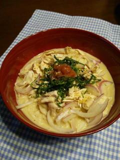 梅干し・大葉×豆乳つゆのぶっかけ素麺♪-レシピのメイン写真