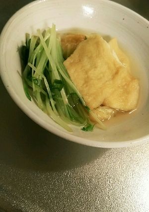 簡単小鉢♪レンジだけで水菜と油揚げの煮物-レシピのメイン写真