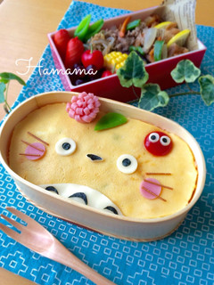簡単♡オムライスで♡トトロキャラ弁-レシピのメイン写真