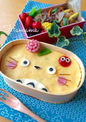 簡単♡オムライスで♡トトロキャラ弁-レシピのメイン写真