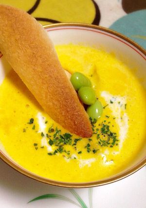 濃厚かぼちゃポタージュ♪枝豆を浮かべて♪-レシピのメイン写真