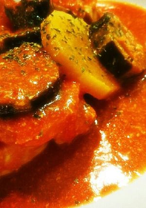 簡単！夏野菜と鶏肉のトマトクリーム煮-レシピのメイン写真