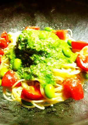 トマトと枝豆のジェノベーゼ風冷製パスタ-レシピのメイン写真